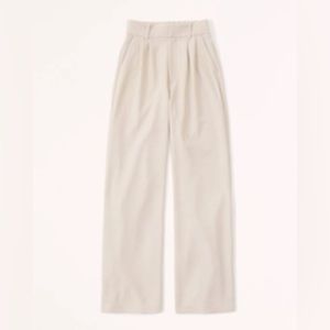 Abercrombie & Fitch wide leg tailored pants in beige, long length
